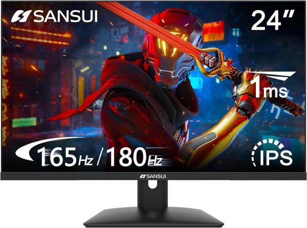 SANSUI Gaming Monitor 24 pulgadas ,165Hz IPS Monitor conDisplayPortHDMI*2 puertos,FHDMonitor ordenador ajustable en inclinaciónVESA Monte Cuidado los ojos sin marco Monitores Sansui