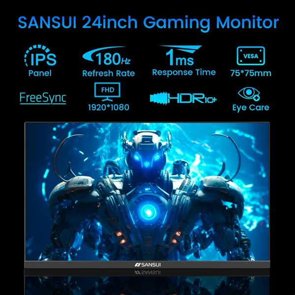 SANSUI Gaming Monitor 24 pulgadas ,165Hz IPS Monitor conDisplayPortHDMI*2 puertos,FHDMonitor ordenador ajustable en inclinaciónVESA Monte Cuidado los ojos sin marco Monitores Sansui - Image 2
