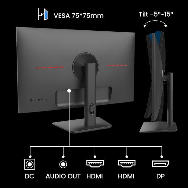 SANSUI Gaming Monitor 24 pulgadas ,165Hz IPS Monitor conDisplayPortHDMI*2 puertos,FHDMonitor ordenador ajustable en inclinaciónVESA Monte Cuidado los ojos sin marco Monitores Sansui - Image 4