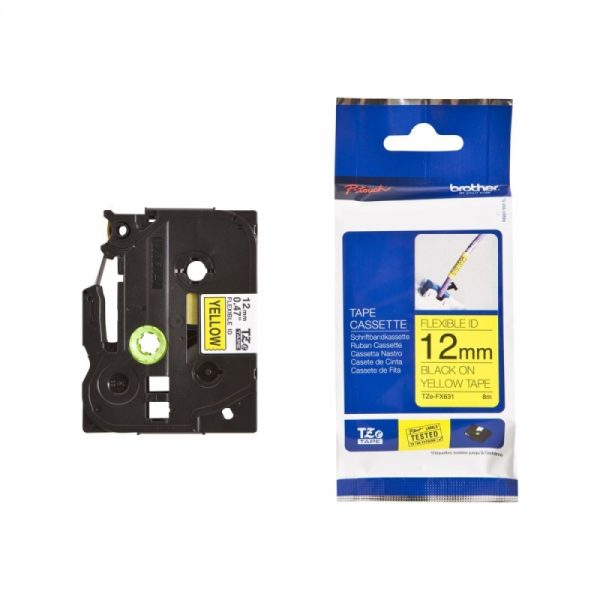 CINTA FLEXIBLE NEGRO SOBRE AMARILLO 12MM X 8M Consumibles Brother