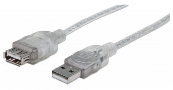 Manhattan Cable Extensión de Alta Velocidad USB 2.0, USB A Macho - USB A Hembra, 3 Metros, Plateado Dispositivos de Respaldo Manhattan