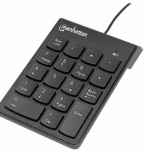 TECLADO NUMERICO ALAMBRICO USB NEGRO Switch Manhattan