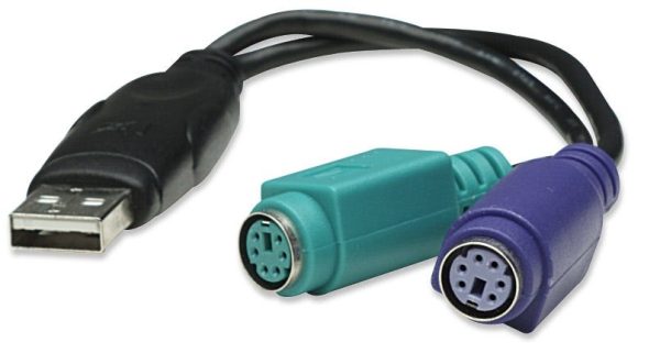 ADAPTADOR CONVERTIDOR USB A PS2 PS/2 2 PUERTOS TECLADO Y MOUSE Switch Manhattan
