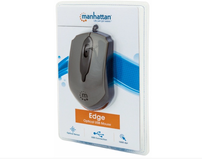MOUSE OPTICO USB EDGE ALAMBRICO GRIS Apuntadores Manhattan - Image 3
