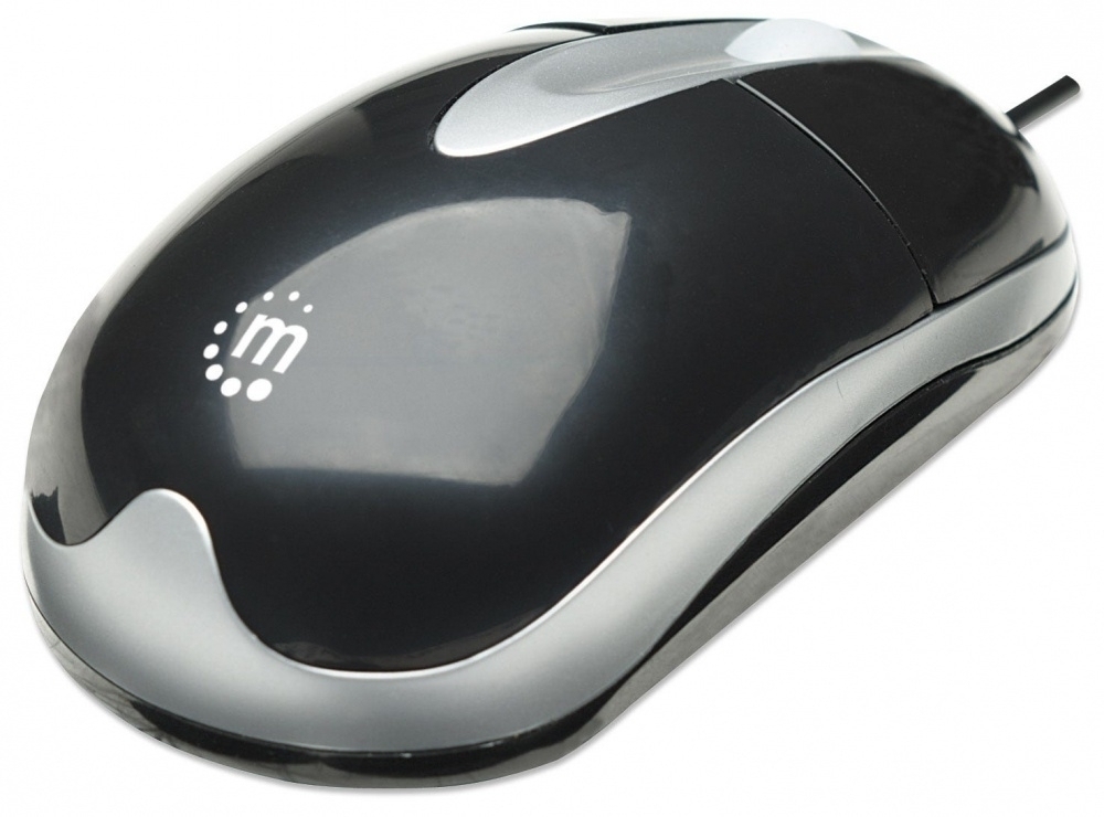 MOUSE OPTICO ALAMBRICO COLOR NERO-PLATA Apuntadores Manhattan
