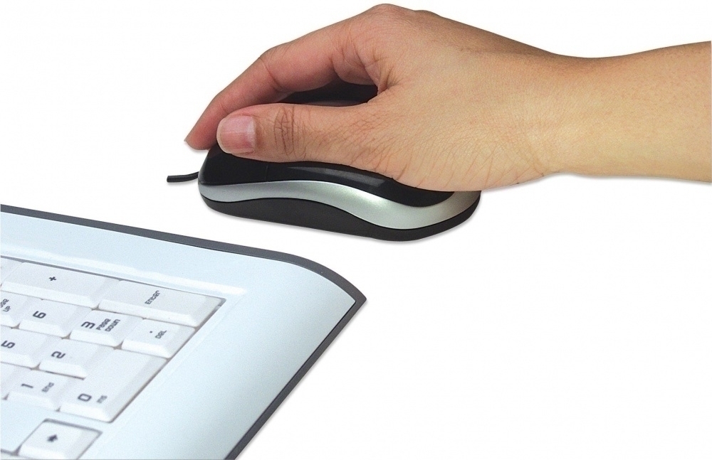 MOUSE OPTICO ALAMBRICO COLOR NERO-PLATA Apuntadores Manhattan - Image 3