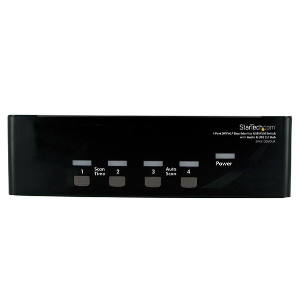 CONMUTADOR SWITCH KVM DE 4 PC 2 PANTALLAS DVI VGA AUDIO USB Switch StarTech.com