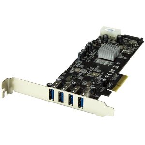 TARJETA PCI EXPRESS 4 PUERTOS USB 3.0 FUENTE SATA MOLEX UASP Servidores StarTech.com